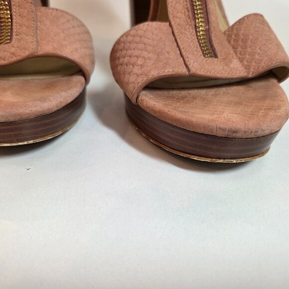 Michael Kors Berkeley Pink Suede Open Toe Platform Heels Size 8 - Picture 5 of 7